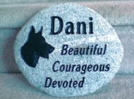 Engraved River rock for Dani the German Shepherd