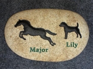 Memory stone for Major the horse and Lily the dog