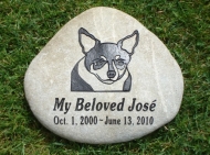 Engraved River rock for José