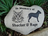 Engraved River rock for Shocker and Rage