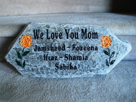 We love you mom, engraved garden stone