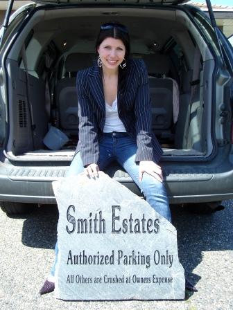 And engraved stone for parking at the Smith Estates