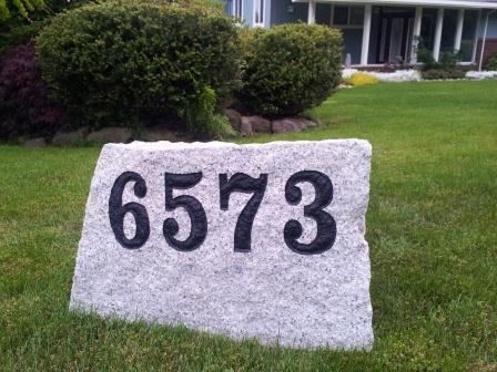 Large granite address sign