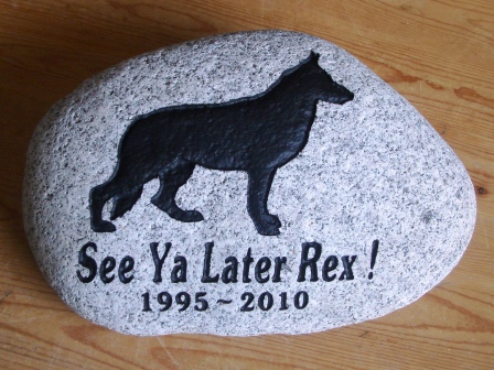 River rock Memory stone for Rex the German Shepherd