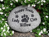 3 pets remembered on a pet memory stone