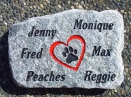Pet memory stone remembering 6 pets