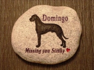 The Great Dane "Domingo"remembered on a River rock to go in the garden