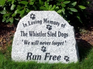 Stone tribute to the Whistler sled dogs