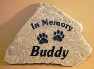 2 paws on a memory stone for Buddy