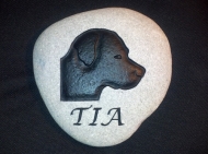 Tia engraved River rock