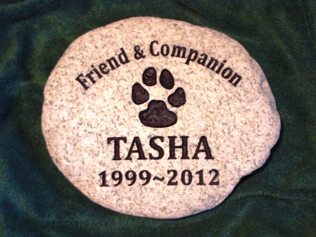 A good friend Tasha remembered with a paw print in stone