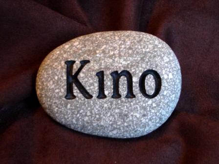 Kino remember on a small River rock