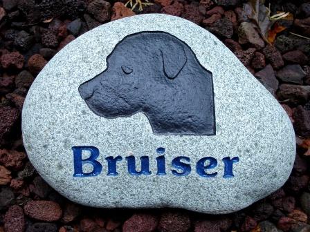 The dog Bruno remembered on a garden stone