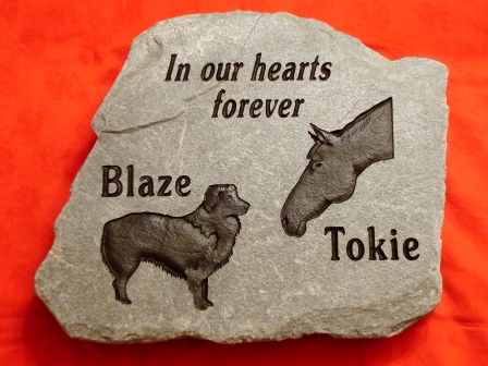 Engraved Slate memory stone for dog and horse